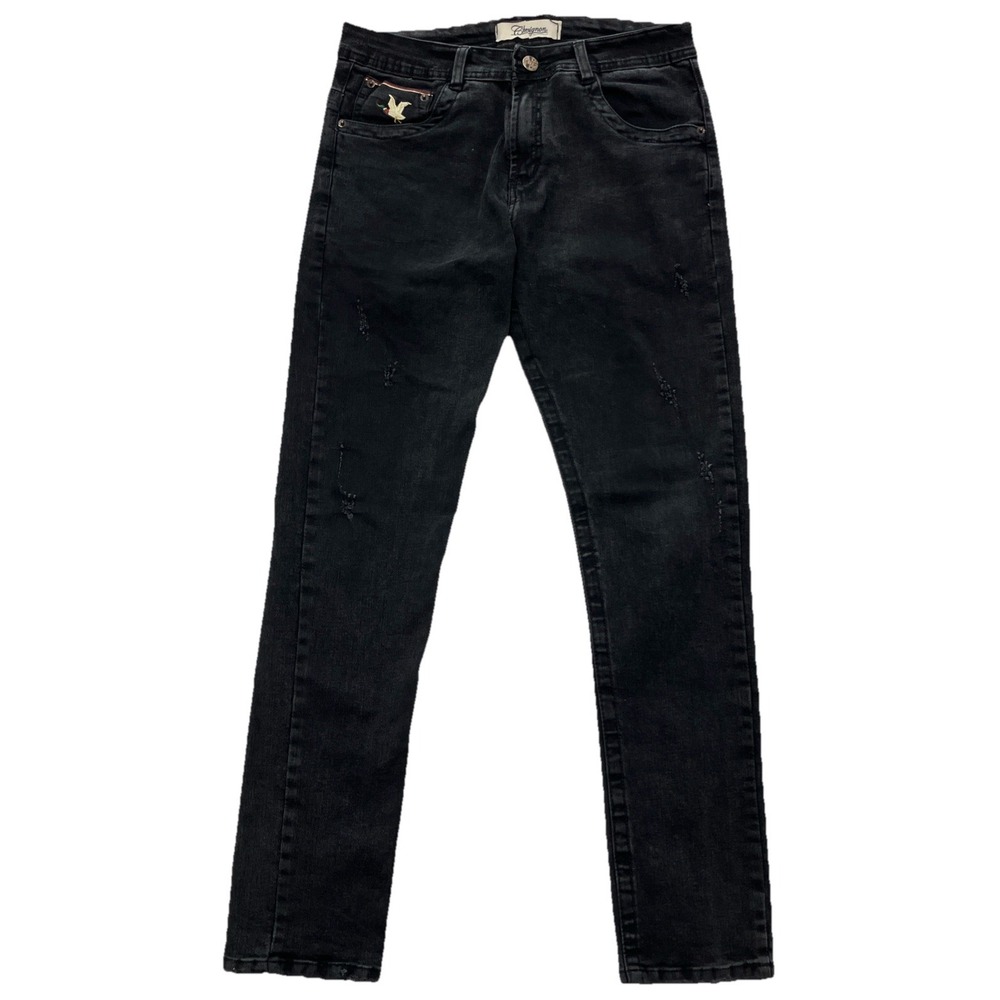 Chevignon Men's Black Denim Jeans Size 31/31‎ Mallard Embroidered Pocket VTG